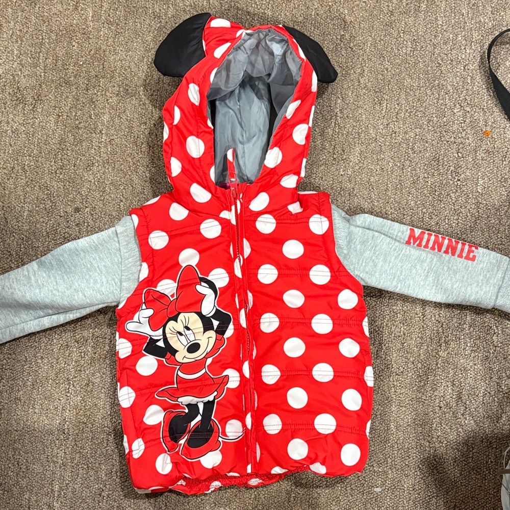 Disney - Red Polka Dot Minnie Mouse Vest with Gray Sleeves